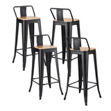 Artiss 4x Bar Stools Kitchen Counter High Chair Dining Stackable Metal Black