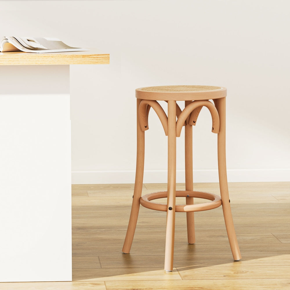 Table & Bar Stools: Artiss Bar Stool Rattan Seat Wooden