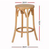 Table & Bar Stools: Artiss Bar Stool Rattan Seat Wooden