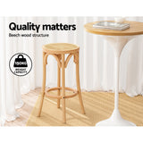 Table & Bar Stools: Artiss Bar Stool Rattan Seat Wooden