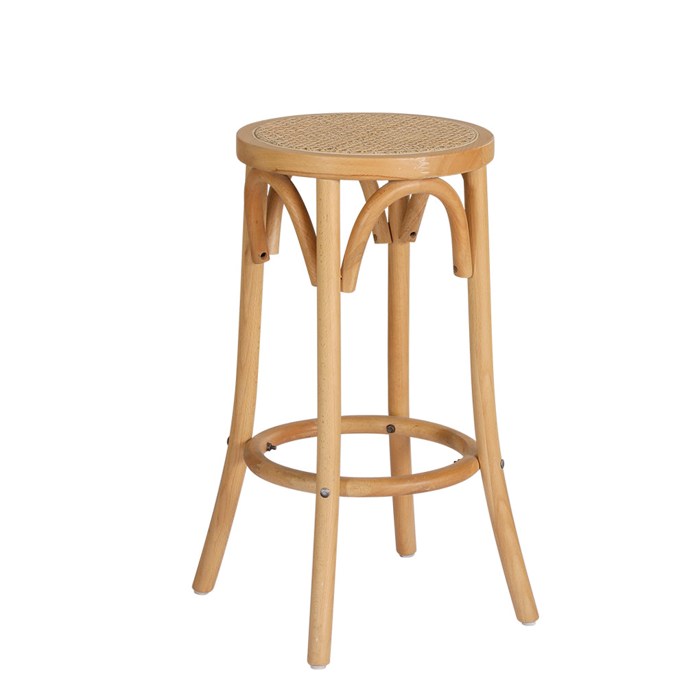 Table & Bar Stools: Artiss Bar Stool Rattan Seat Wooden