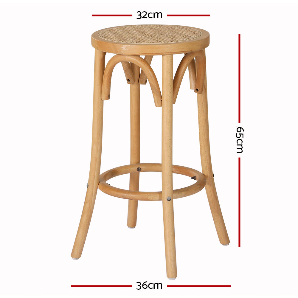 Table & Bar Stools: Artiss 2x Bar Stoosl Rattan Seat Wooden