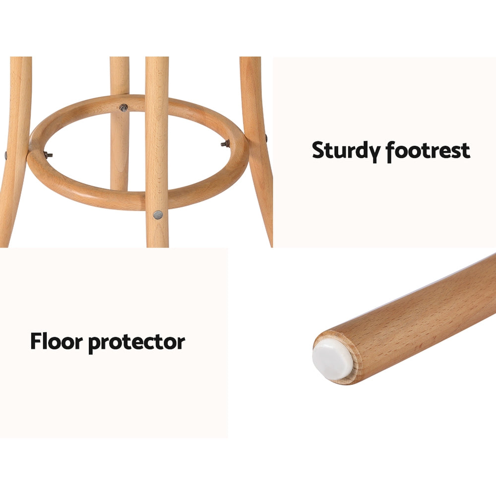 Table & Bar Stools: Artiss 2x Bar Stoosl Rattan Seat Wooden
