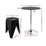 Artiss Bar Stools and Table Set 3PCS Dining Desk Kitchen Chair PVC Leather Black