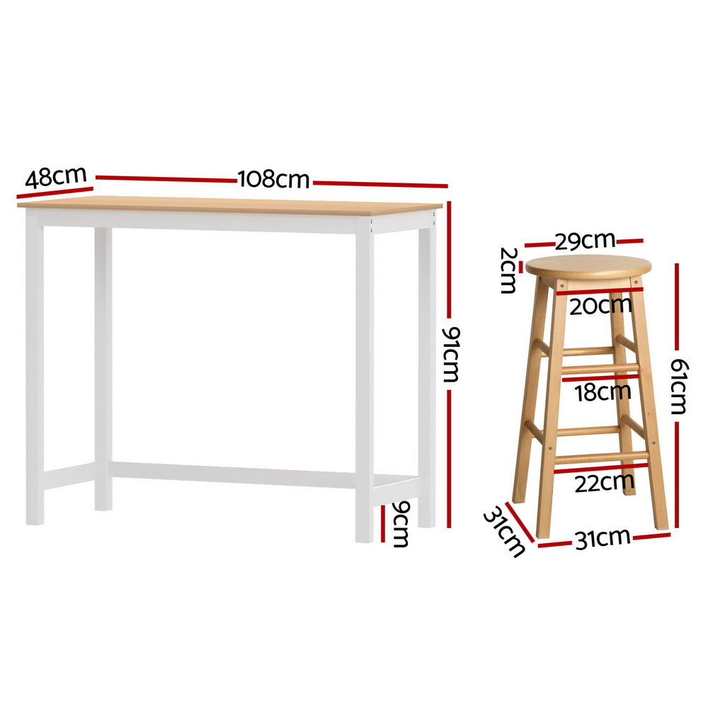 Table & Bar Stools: Artiss Bar Table and Stools Set Dining Desk Kitchen Chairs Cafe Pub