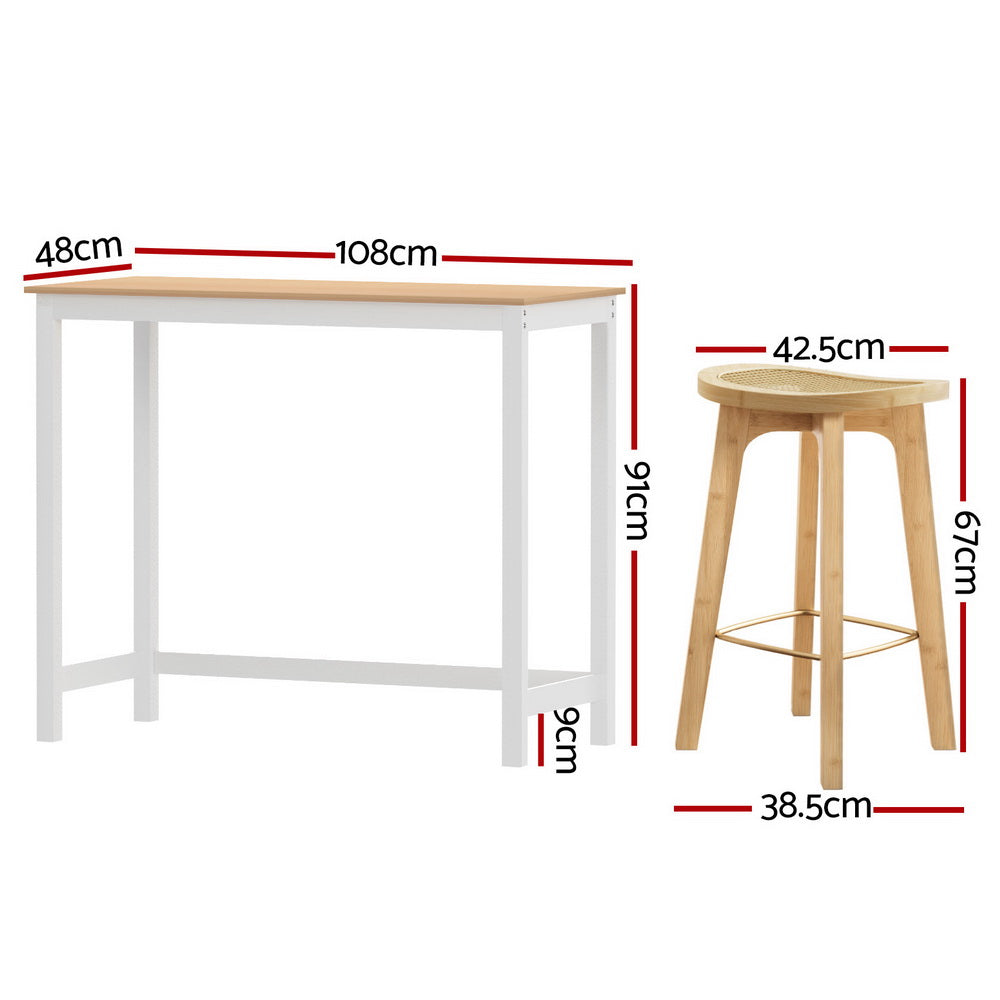 Table & Bar Stools: Artiss Bar Table and Stools Set Dining Desk Kitchen Chairs Cafe Pub