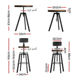Table & Bar Stools: Artiss Bar Table and Stools Set Dining Desk Industrial Kitchen Chairs Cafe Pub
