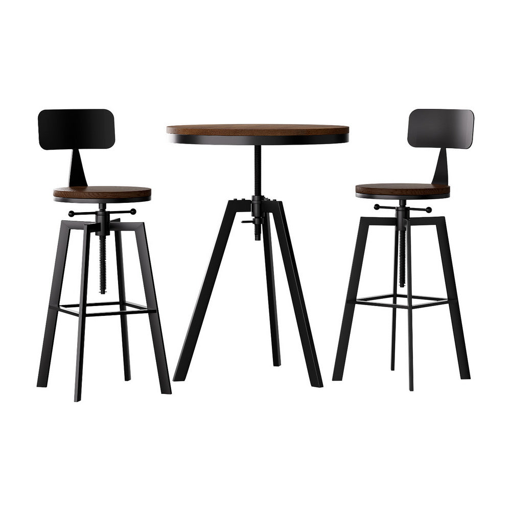 Table & Bar Stools: Artiss Bar Table and Stools Set Dining Desk Industrial Kitchen Chairs Cafe Pub