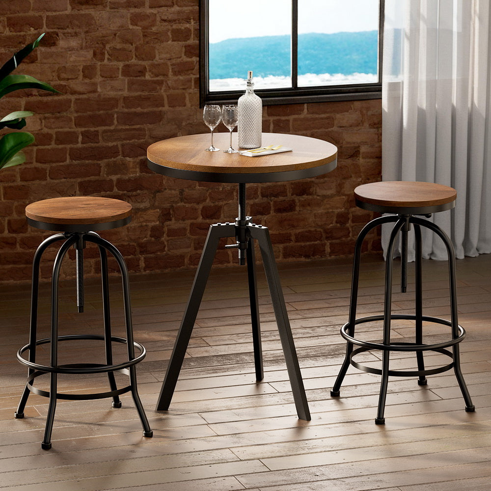 Table & Bar Stools: Artiss Bar Table Stools Set Dining Desk Industrial Kitchen Chairs Cafe Pub
