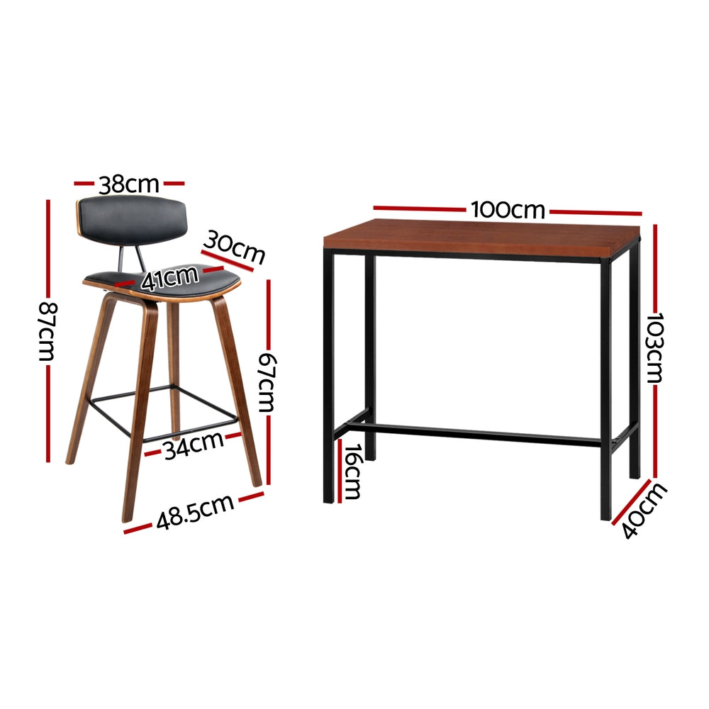Table & Bar Stools: Artiss Bar Table and Stools Set Dining Desk Kitchen Chairs Cafe Pub