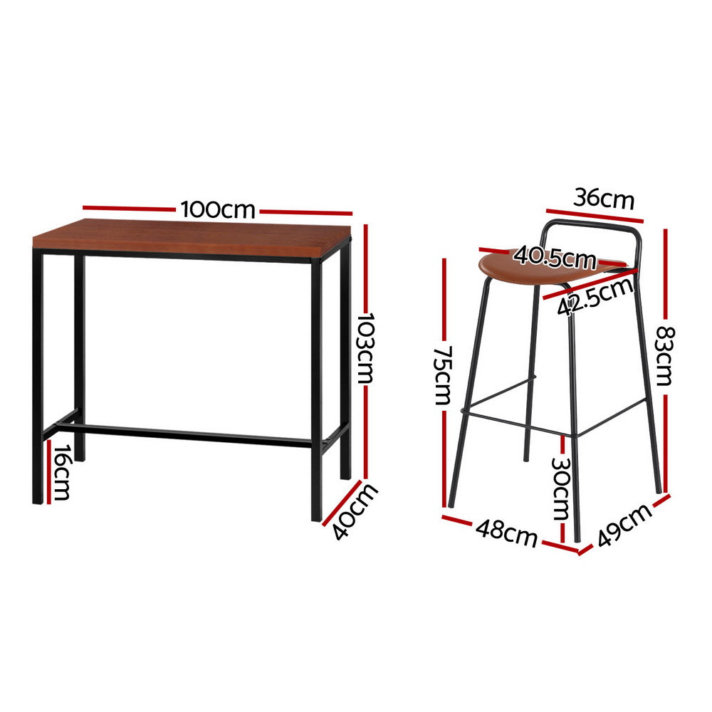 Table & Bar Stools: Artiss Bar Table and Stools Set Dining Desk Kitchen Chairs Cafe Pub