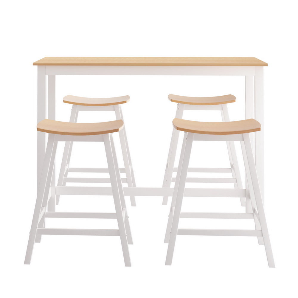 Table & Bar Stools: Artiss Bar Table and Stools Set Dining Desk Solid Wood Kitchen Chairs Cafe Pub