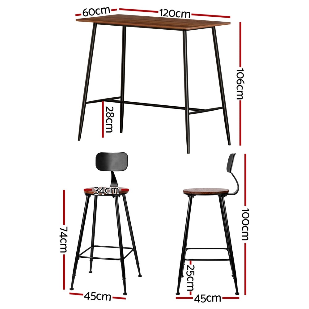 Table & Bar Stools: Artiss Bar Table and Stools Set Dining Desk Kitchen Chairs Cafe Pub