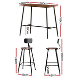 Artiss Bar Table and Stools Set Dining Desk Kitchen Chairs Cafe Pub