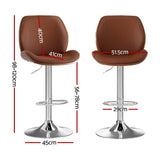 Table & Bar Stools: Artiss 4X Bar Stools Bentwood Adjustable Kitchen Counter Chair Leather Brown
