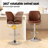 Table & Bar Stools: Artiss 4X Bar Stools Bentwood Adjustable Kitchen Counter Chair Leather Brown