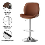 Table & Bar Stools: Artiss 4X Bar Stools Bentwood Adjustable Kitchen Counter Chair Leather Brown