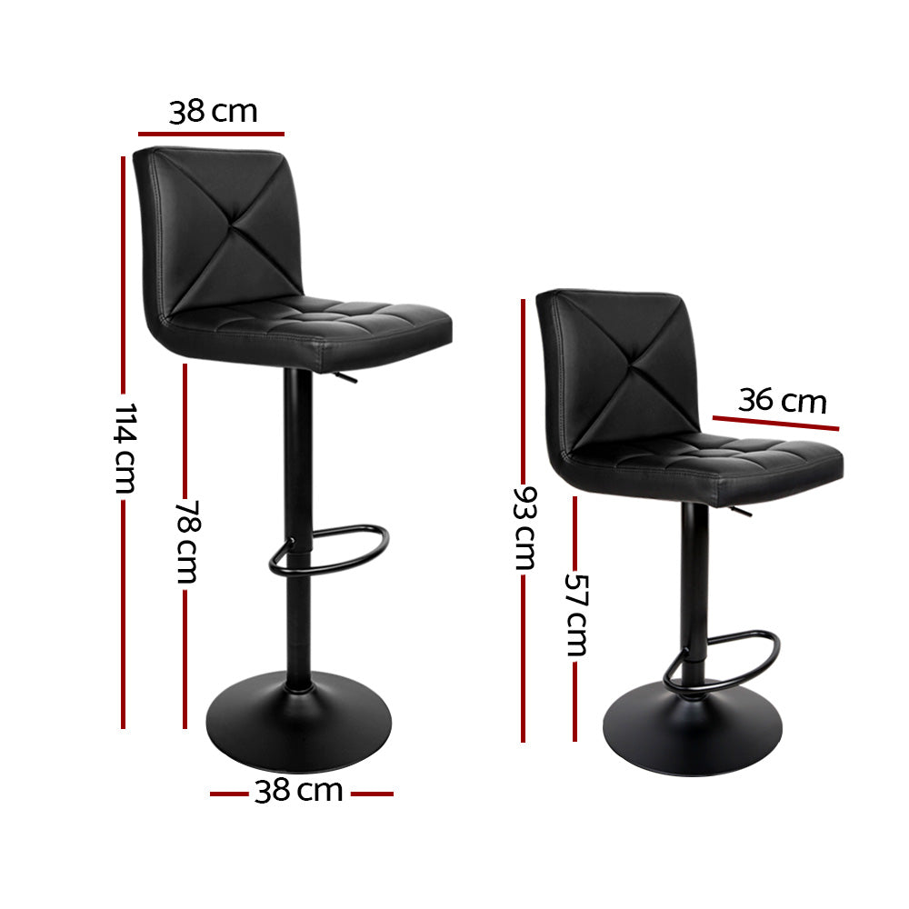 Table & Bar Stools: Artiss 2x Bar Stools Kitchen Dining Chairs Gas Lift Stool Leather Black