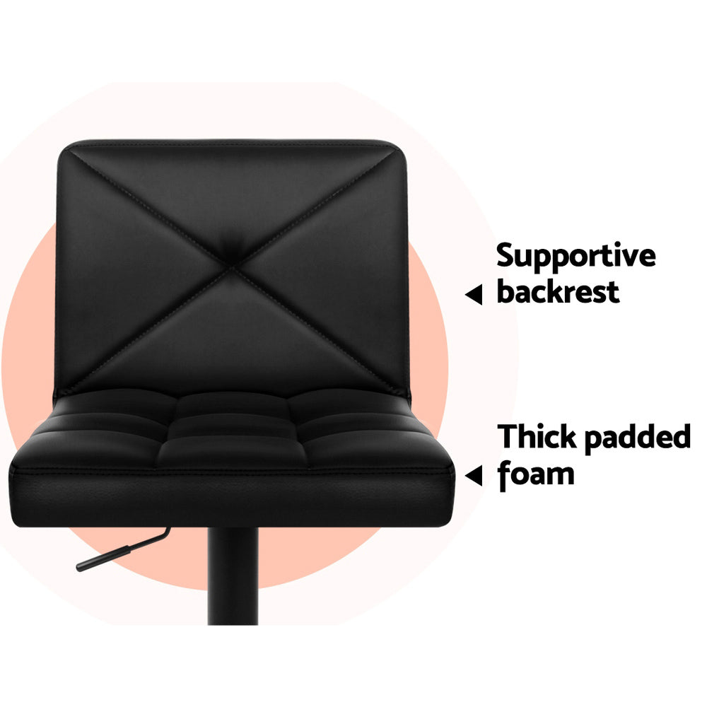 Table & Bar Stools: Artiss 2x Bar Stools Kitchen Dining Chairs Gas Lift Stool Leather Black