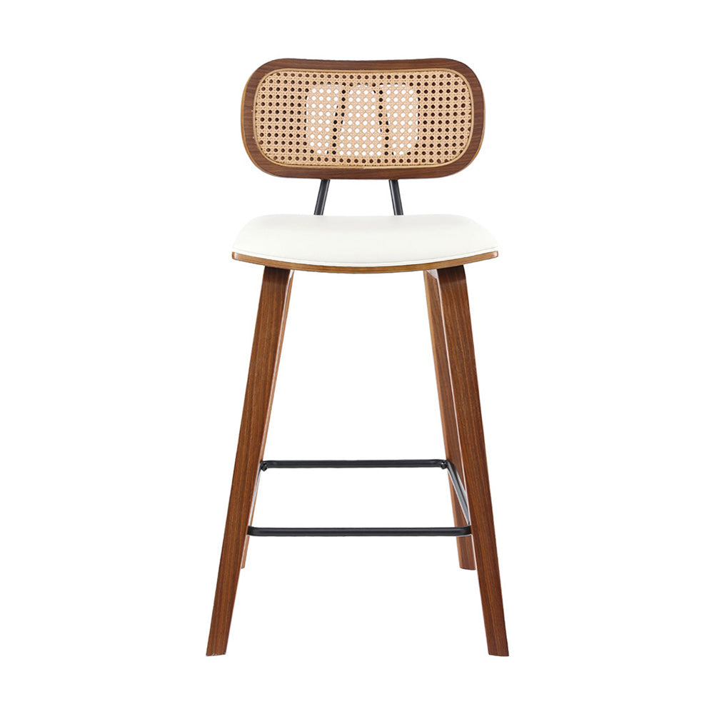 Table & Bar Stools: 4x Artiss Bar Stools Kitchen Counter Rattan Chairs PU Leather Padding