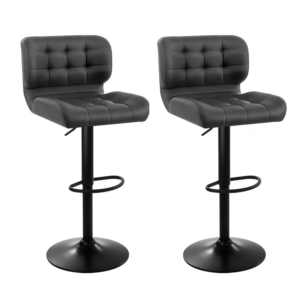 Table & Bar Stools: Artiss 2x Bar Stools Gas Lift Leather Padded Grey