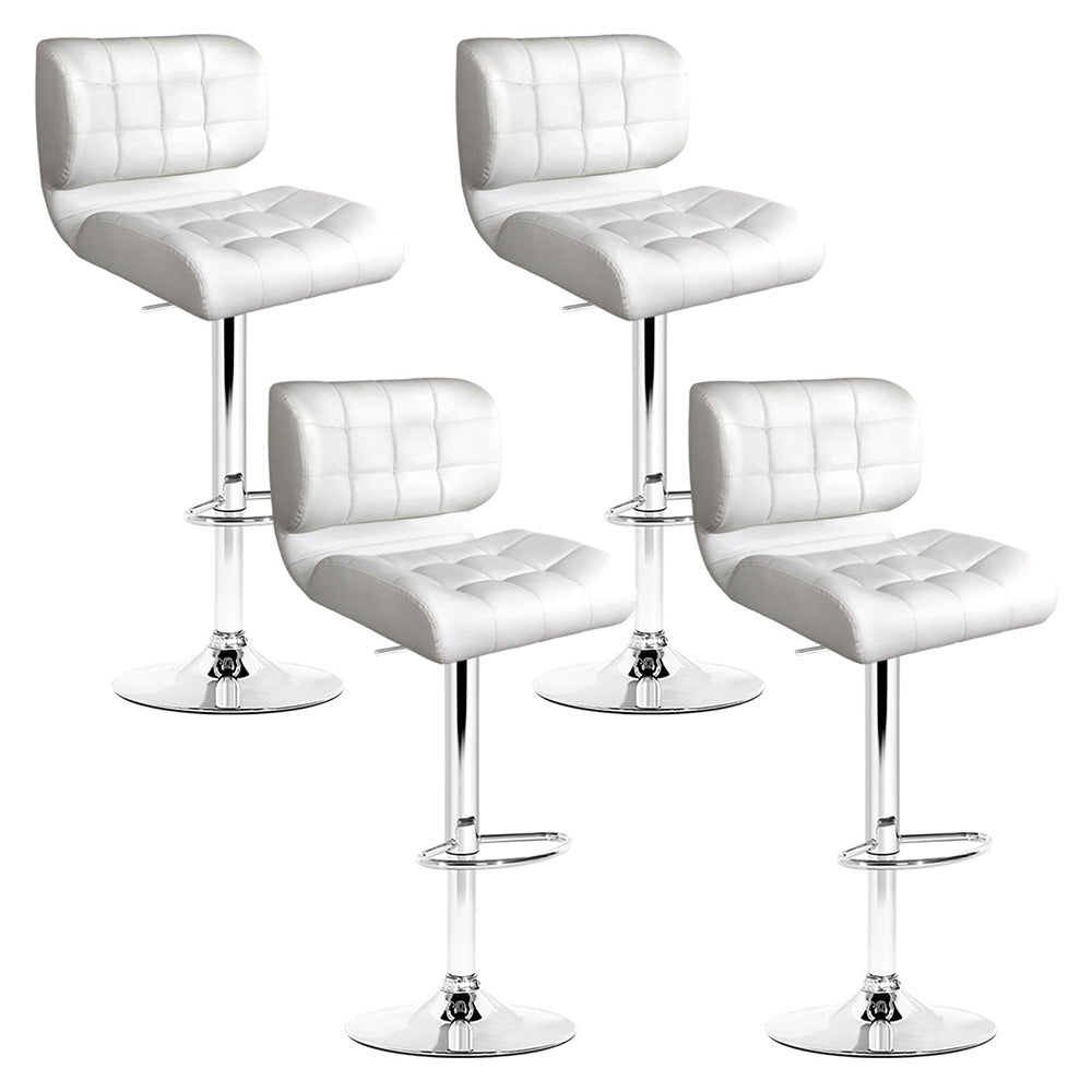 Table & Bar Stools: Artiss 4x Bar Stools Gas Lift Leather Padded White