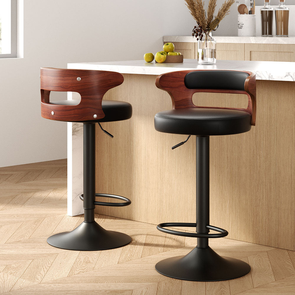 Table & Bar Stools: Artiss 2x Bar Stools Gas Lift Faux Leather