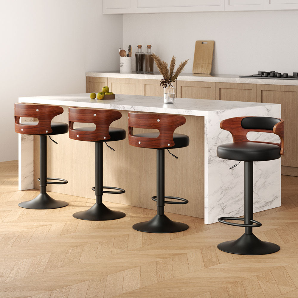 Table & Bar Stools: Artiss 4x Bar Stools Gas Lift Faux Leather