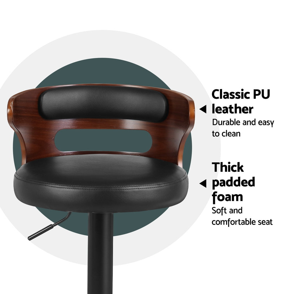 Table & Bar Stools: Artiss 4x Bar Stools Gas Lift Faux Leather