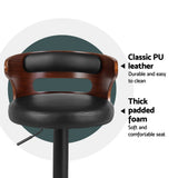 Table & Bar Stools: Artiss 4x Bar Stools Gas Lift Faux Leather