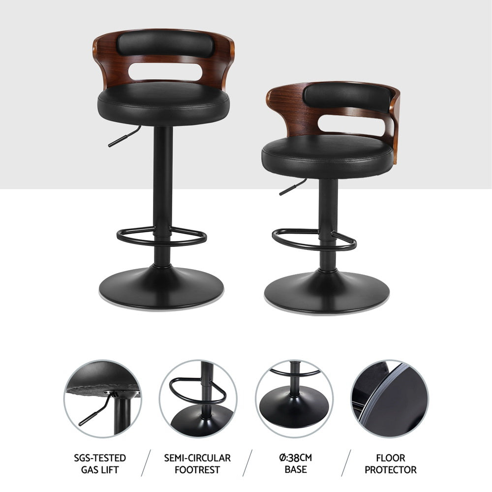 Table & Bar Stools: Artiss 4x Bar Stools Gas Lift Faux Leather