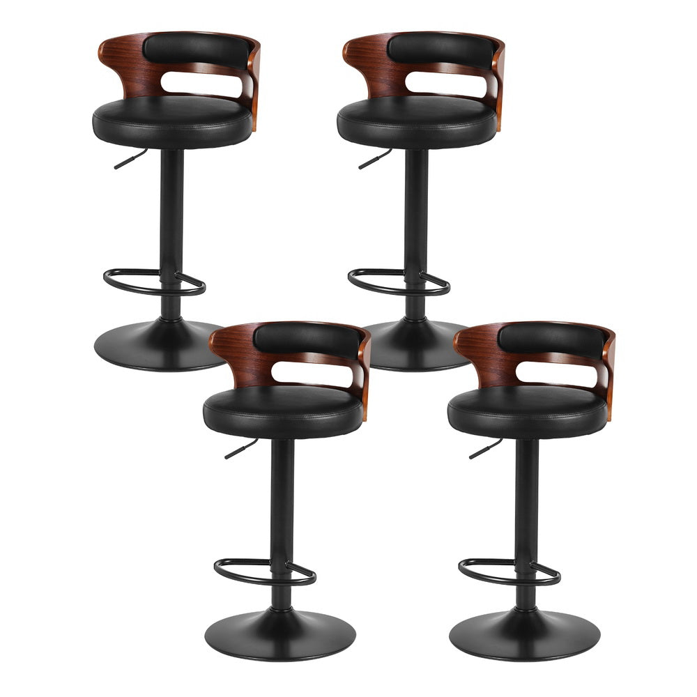 Table & Bar Stools: Artiss 4x Bar Stools Gas Lift Faux Leather
