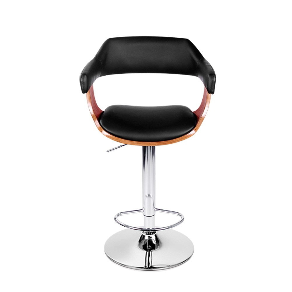 Table & Bar Stools: Artiss Bar Stools Gas Lift Leather w/Armrest Black