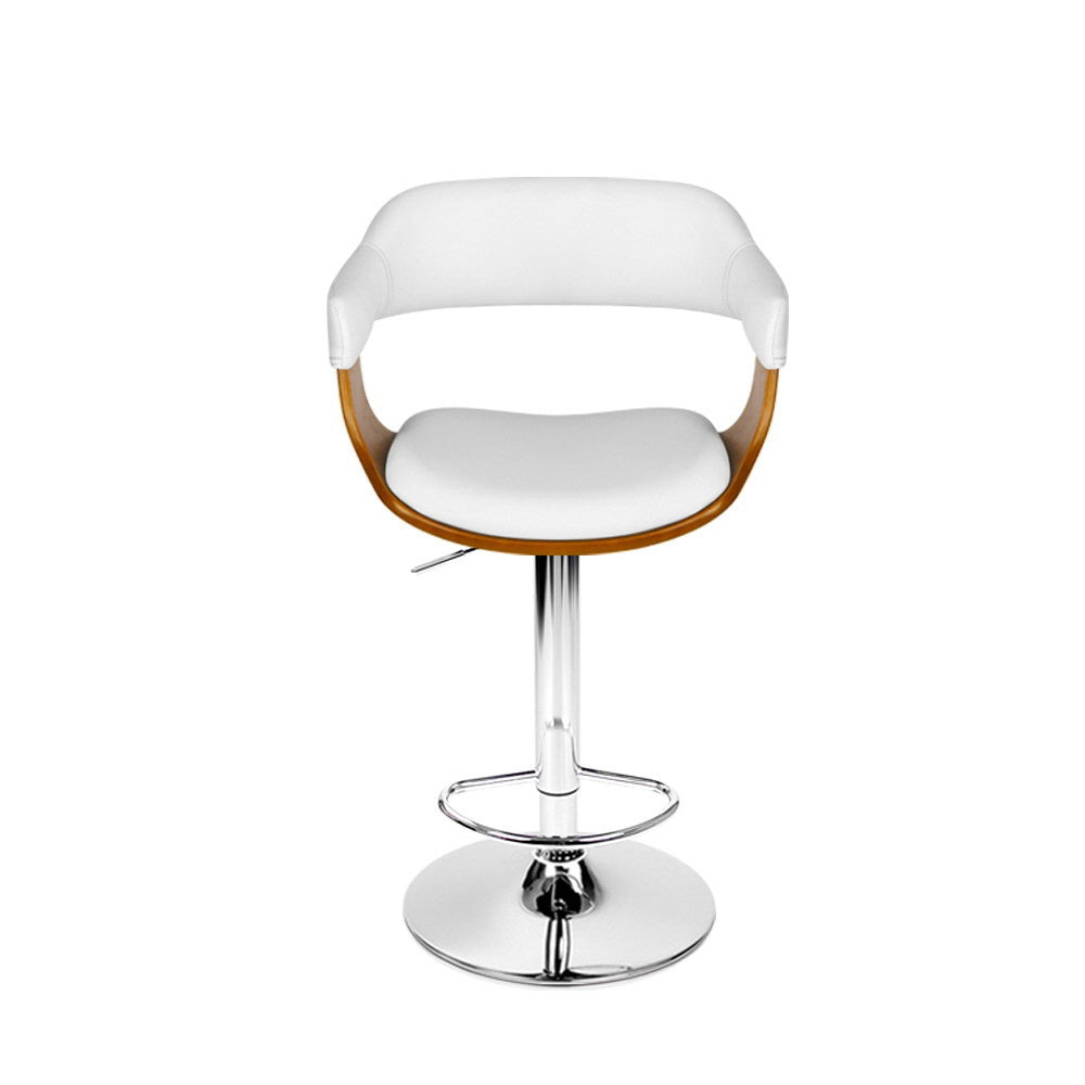 Table & Bar Stools: Artiss Bar Stools Gas Lift Leather w/Armrest White
