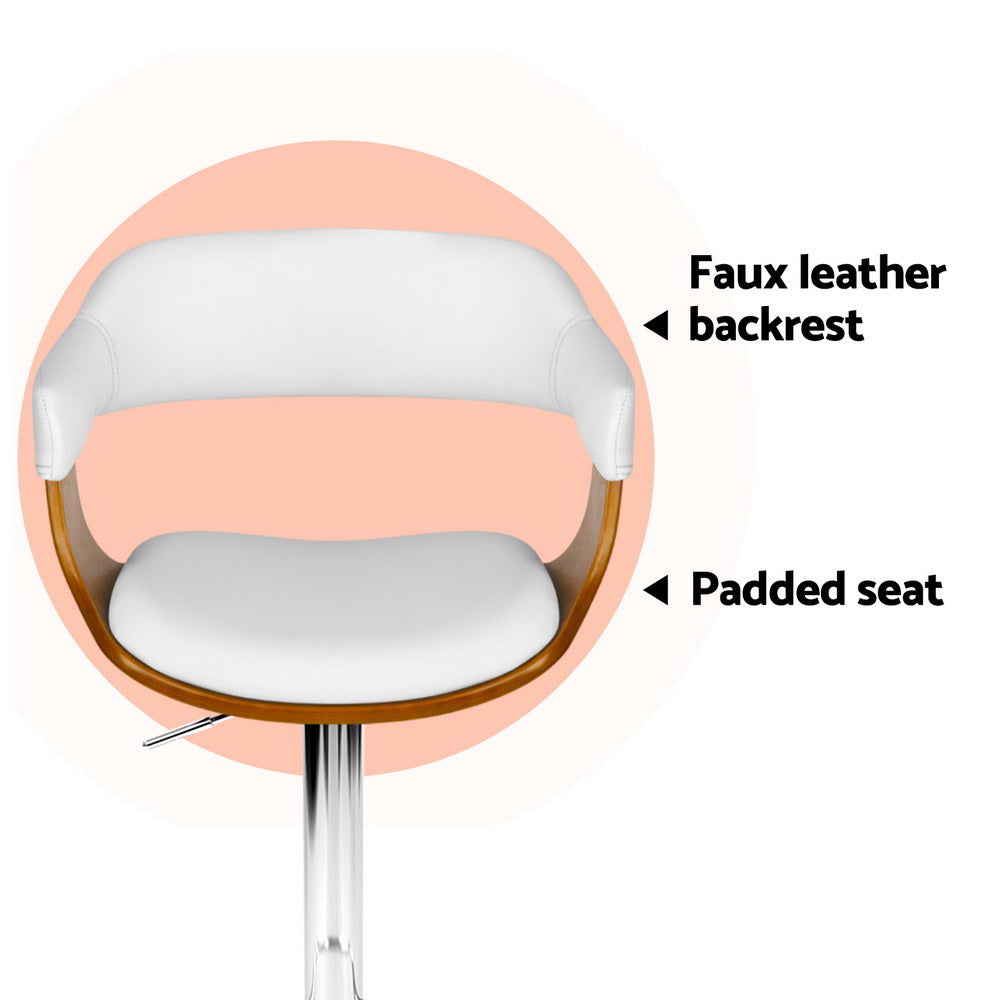 Table & Bar Stools: 4x Artiss Bar Stools Gas Lift Leather with Armrest White