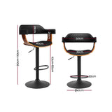Table & Bar Stools: Artiss Bar Stools Gas Lift Leather w/Armrest All Black
