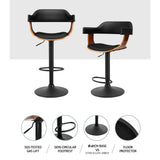 Table & Bar Stools: Artiss Bar Stools Gas Lift Leather w/Armrest All Black