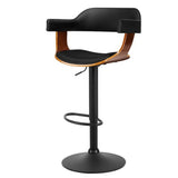 Table & Bar Stools: Artiss Bar Stools Gas Lift Leather w/Armrest All Black