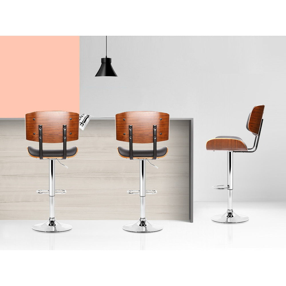Table & Bar Stools: Artiss Bar Stools Gas Lift Leather Black