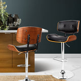 Table & Bar Stools: Artiss Bar Stools Gas Lift Leather Black