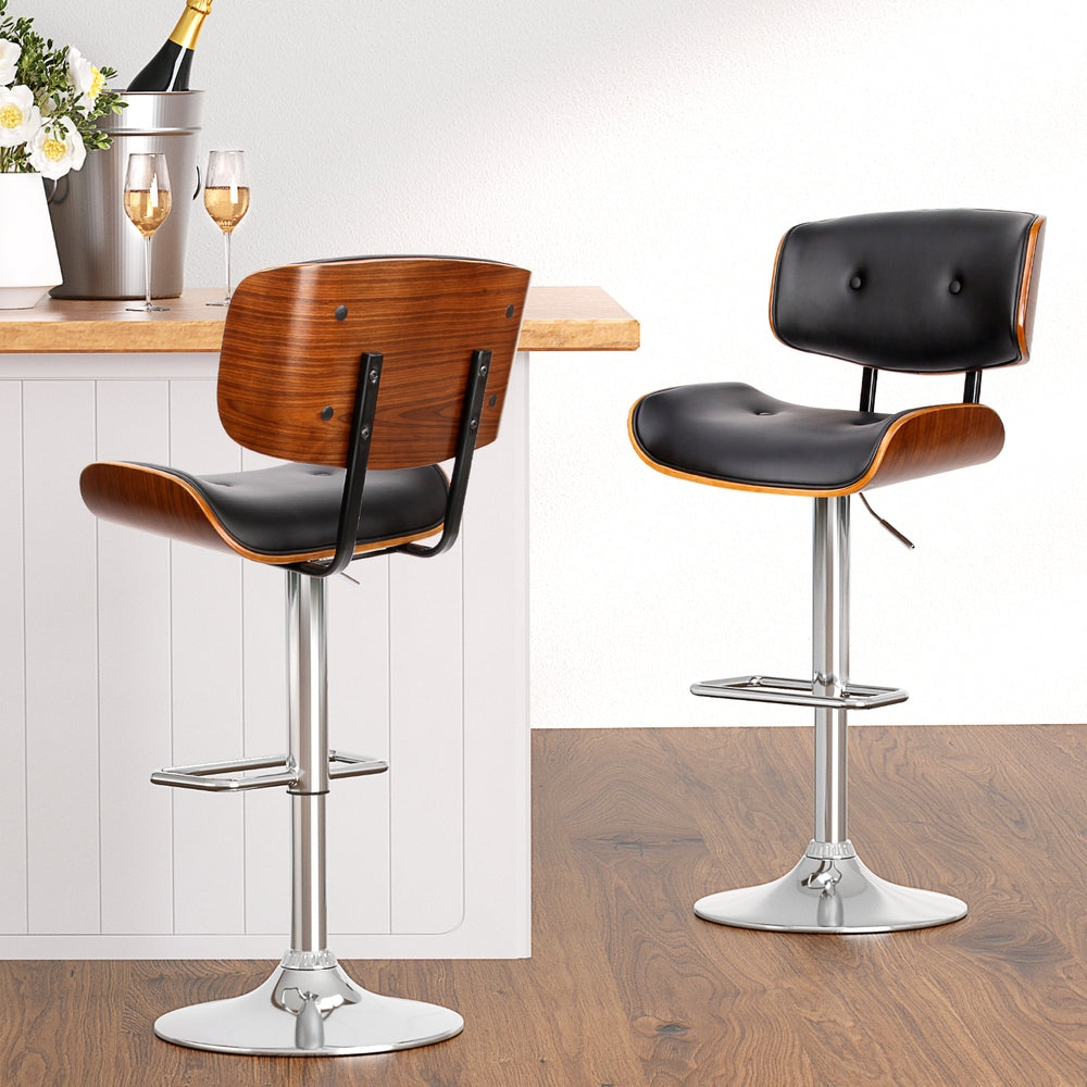Massage Chairs: Artiss 4x Bar Stools Gas Lift Leather Black