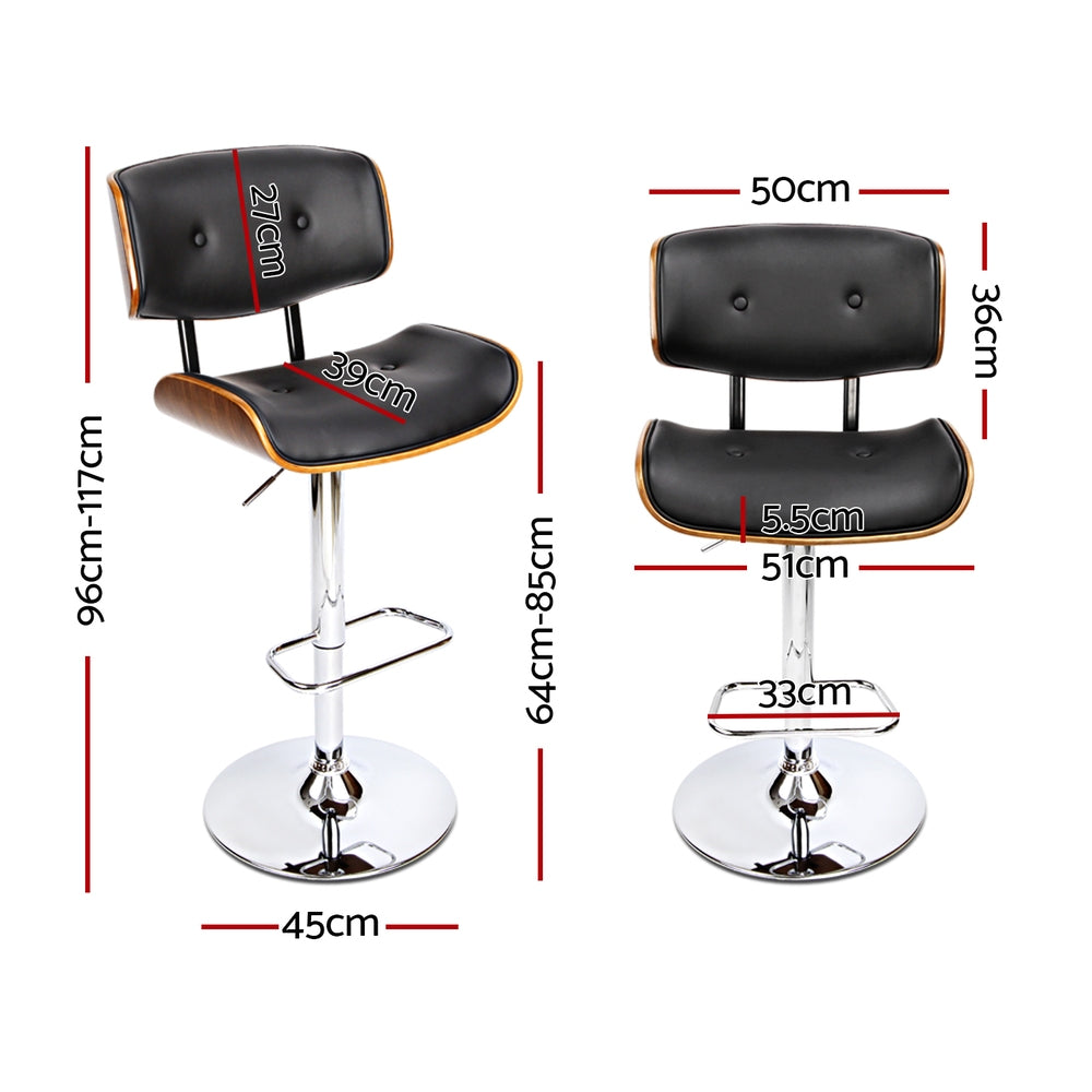 Massage Chairs: Artiss 4x Bar Stools Gas Lift Leather Black