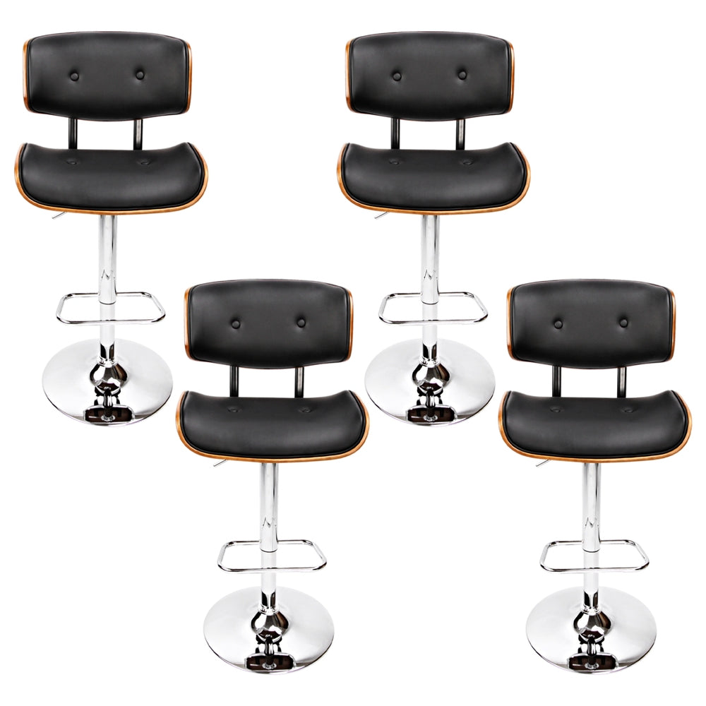 Massage Chairs: Artiss 4x Bar Stools Gas Lift Leather Black