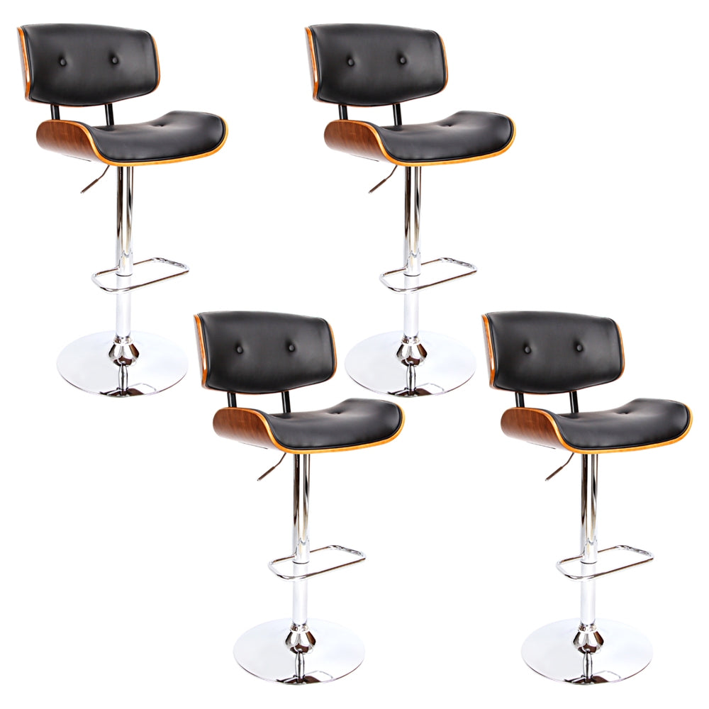 Massage Chairs: Artiss 4x Bar Stools Gas Lift Leather Black