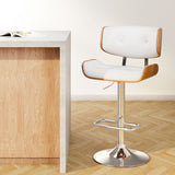 Table & Bar Stools: Artiss Bar Stools Gas Lift Leather White