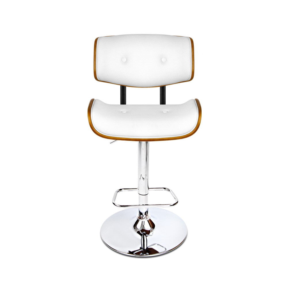 Table & Bar Stools: Artiss Bar Stools Gas Lift Leather White