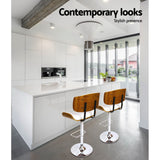 Table & Bar Stools: Artiss Bar Stools Gas Lift Leather White