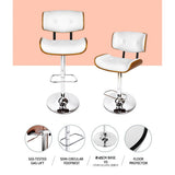 Table & Bar Stools: Artiss Bar Stools Gas Lift Leather White