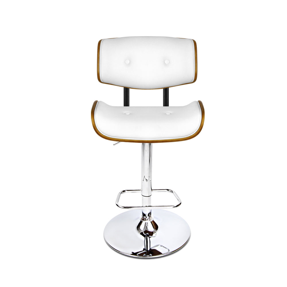 Table & Bar Stools: Artiss 2x Bar Stools Gas Lift Leather White
