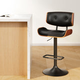 Table & Bar Stools: Artiss Bar Stools Gas Lift Leather All Black